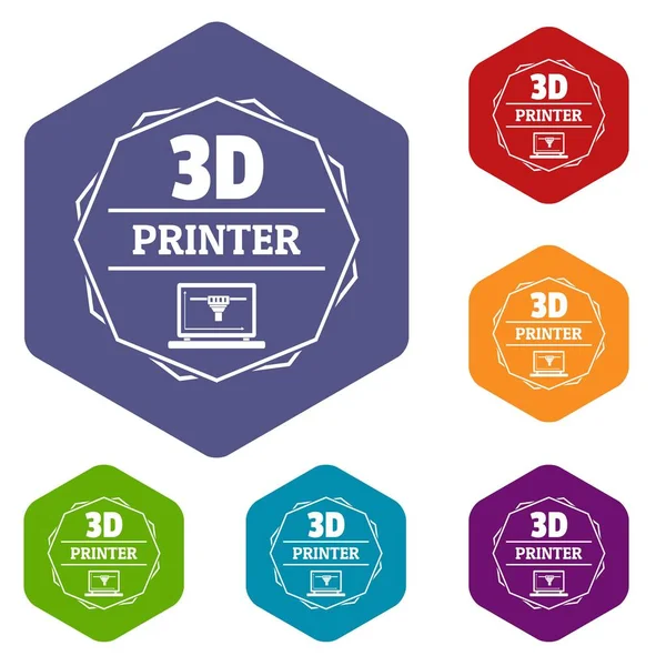 Modelování 3D tiskařských ikon vektor hexahedron — Stockový vektor