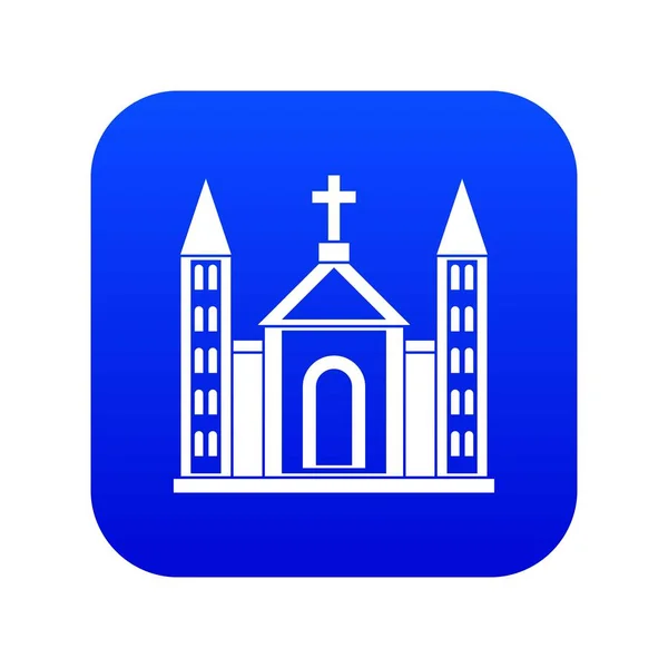 Chrześcijański Kościół katolicki budynek ikona cyfrowy niebieski — Wektor stockowy