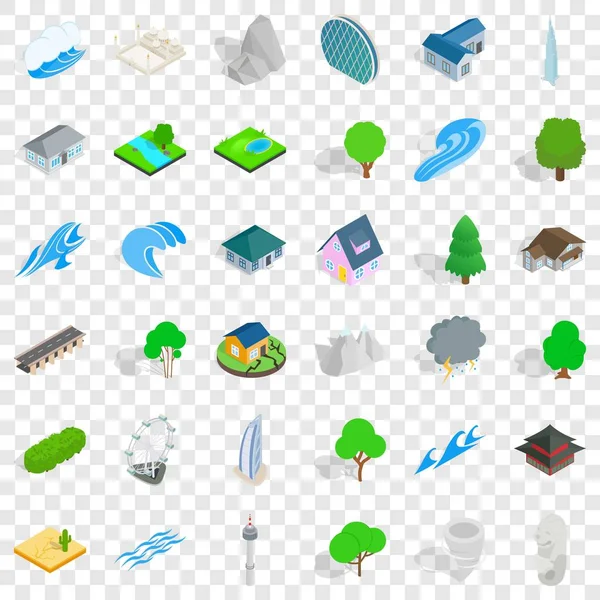 Different element icons set, isometric style — Stock Vector
