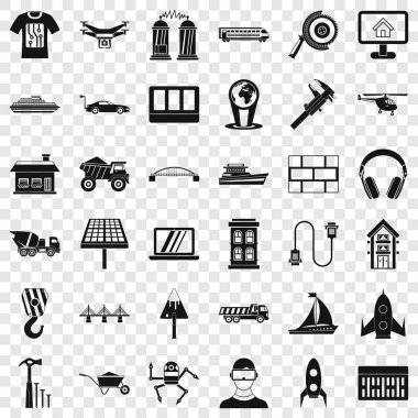 Endüstri Mühendisliği Icons set, basit tarzı