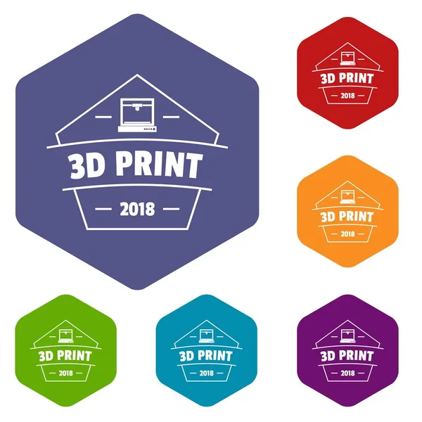 设计 3D 打印图标矢量六面体 — 图库矢量图片