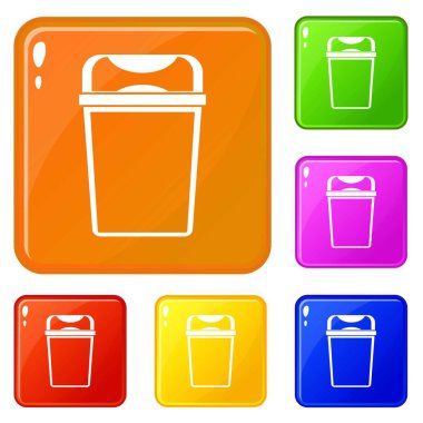 Çöp kutusu simgeleri vektör rengini ayarla