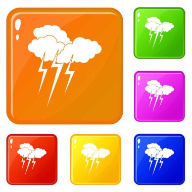 Şimşek simgeleri ile bulut vektör renk ayarlamak