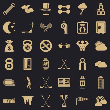 Vücut geliştirme Icons set, basit tarzı