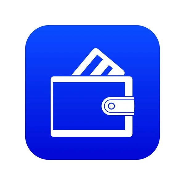 Cartera con icono de tarjeta de crédito digital azul — Vector de stock