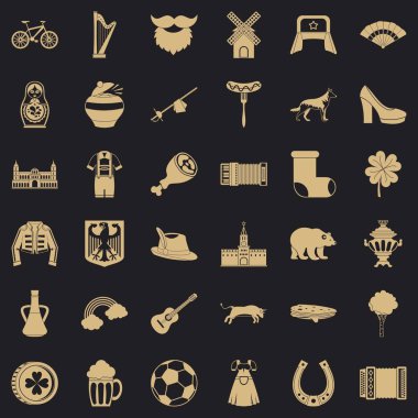 Europe Icons set, basit tarzı