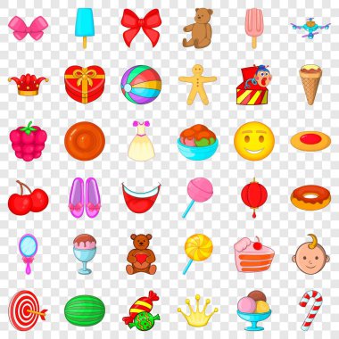 Çocuk doğum günü Icons set, karikatür tarzı
