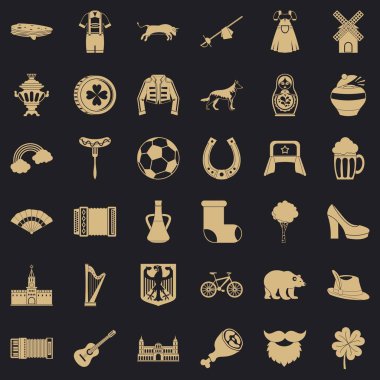 Hediyelik eşya Icons set, basit tarzı