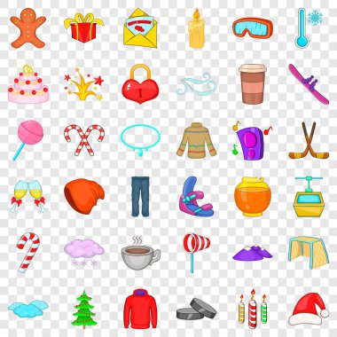 Christmas Icons set, karikatür tarzı