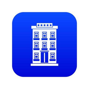 Otel binası simgesi dijital mavi