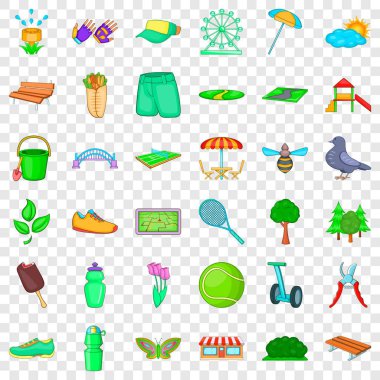 Şehir Parkı Icons set, karikatür tarzı