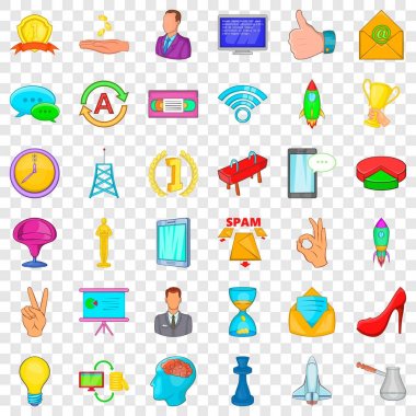 Icons set koçluk, karikatür tarzı