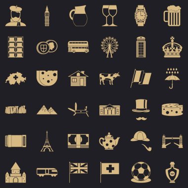 Peynir Icons set, basit tarzı