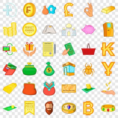 Para simgeleri ayarla, tarzı çizgi film