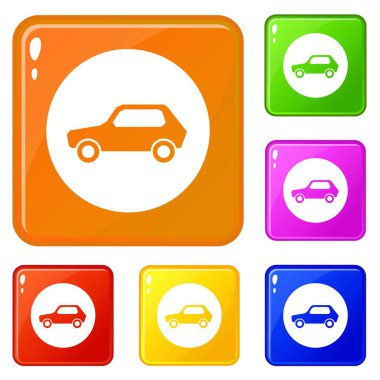 Sadece motorlu araçlar yol işareti simgeleri vektör renk ayarlamak izin