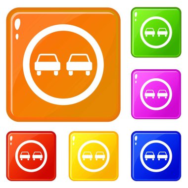 Sollama yol trafik işareti simgeleri vektör renk ayarlamak