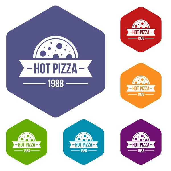 Pizza hot icons vector hexahedron — Stock Vector