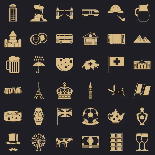 Parijs iconen set, eenvoudige stijl — Stockvector