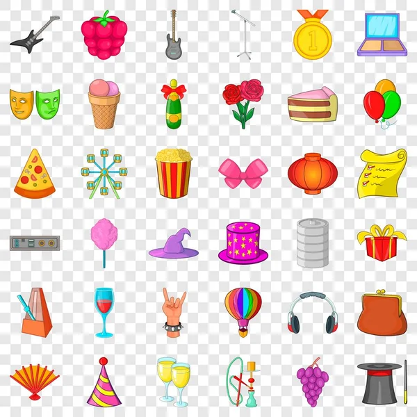 Kokteyl parti Icons set, karikatür tarzı