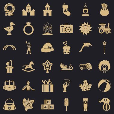 Çocukluk Icons set, basit tarzı