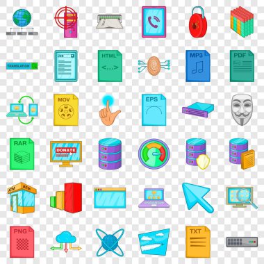 Bilgisayar teknolojisi Icons set, karikatür tarzı