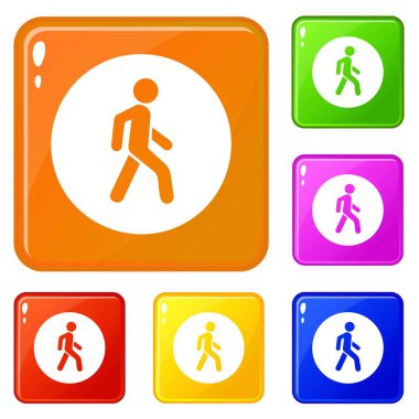 Yayalar sadece yol işareti simgeleri vektör renk ayarlamak