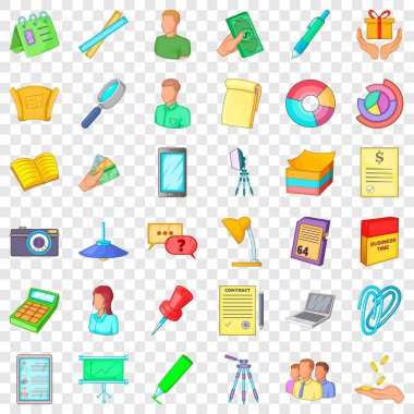 Icons set coworking, karikatür tarzı