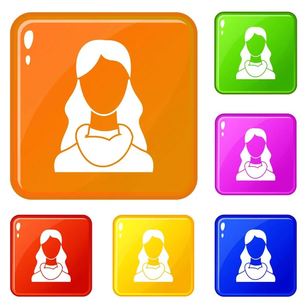 Woman icons set vector color — Stock Vector