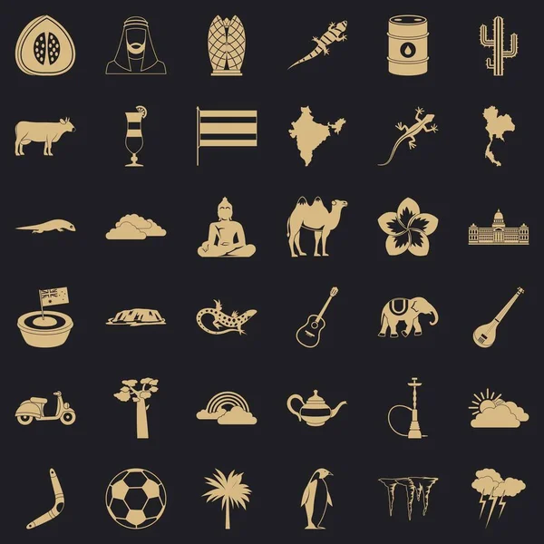 Ensemble d'icônes animales exotiques, style simple — Image vectorielle