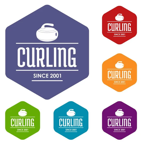 Curling Symbole Vektor Hexaeder — Stockvektor