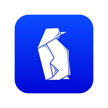 Origami penguen simgesi mavi vektör