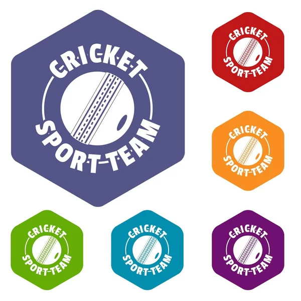 Icônes de sport de cricket vecteur hexaèdre — Image vectorielle