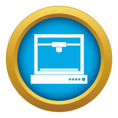 3d yazıcı modeli simgesi mavi vektör izole