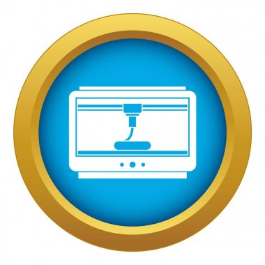 3d yazıcı baskı fincan simgesi mavi vektör izole