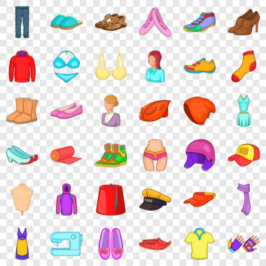 Aksesuar simge seti, karikatür tarzı