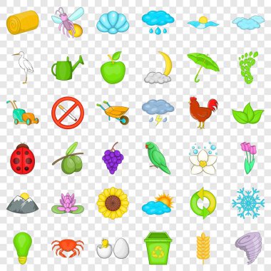 Icons set geri dönüşüm, karikatür tarzı