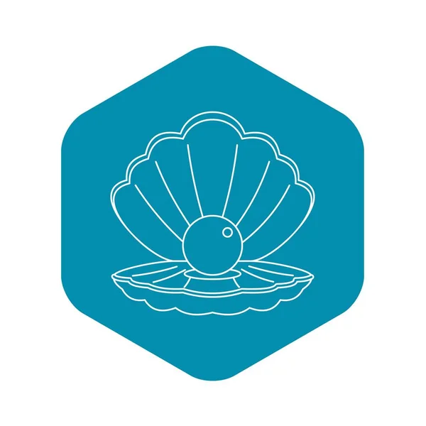 Cáscara de mar con icono de perla, estilo de contorno — Vector de stock