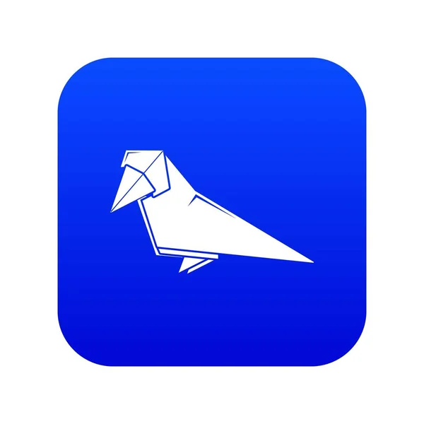 Origami pájaro icono azul vector — Vector de stock
