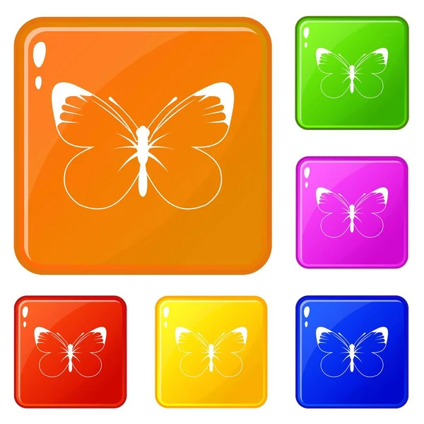蝴蝶图标设置矢量颜色 — 图库矢量图片