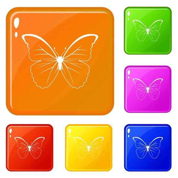 Butterfly icons set vector color — Stock Vector
