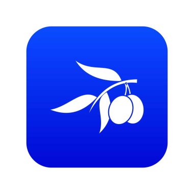 İki zeytin simgesi dijital mavi ile zeytin ağacı dalı