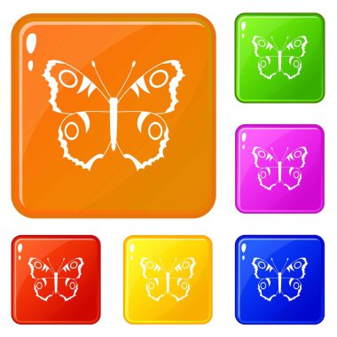 Kelebek simgeler kümesi vektör renk