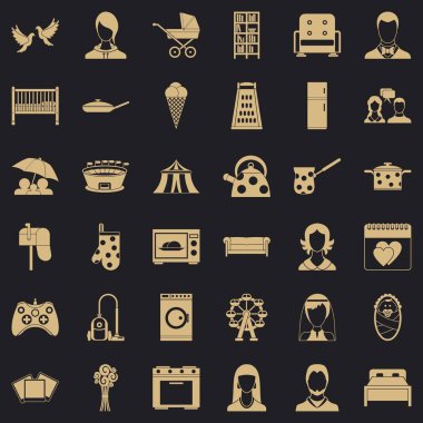 Düğün Icons set, basit tarzı