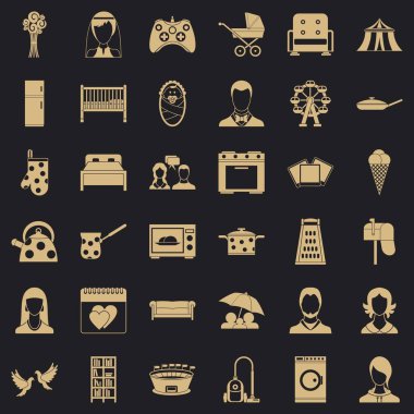 Babası Icons set, basit tarzı