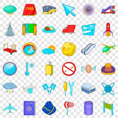 Uçak Icons set, karikatür tarzı