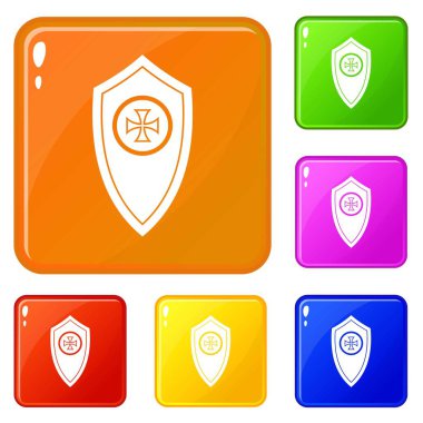 Kalkan simgeler kümesi vektör renk