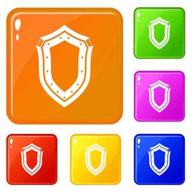 Kalkan simgeler kümesi vektör renk