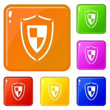 Kalkan simgeler kümesi vektör renk