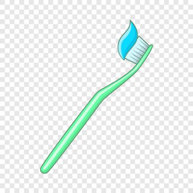 Diş fırçası ve diş macunu simgesi, karikatür tarzı