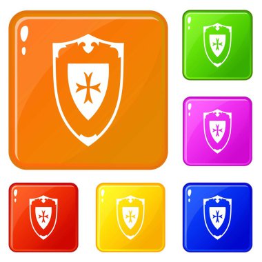 Kalkan simgeler kümesi vektör renk